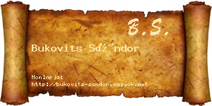 Bukovits Sándor névjegykártya